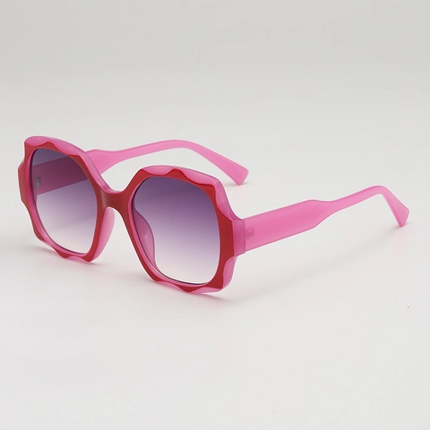 Women Oversized Sunglasses PC Frame AC Gradient Lenses Wavy Scalloped Border UV Protection Geometric Trendy Fashion
