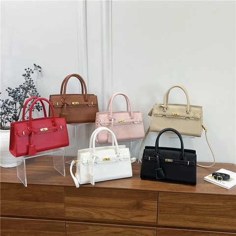 Borsa Da Donna In Pelle PU Grana Litchi Manico Superiore Con Tracolla Rimovibile Borsa A Tracolla Moda Versatile Elegante