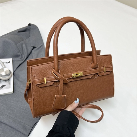 Borsa Da Donna In Pelle PU Grana Litchi Manico Superiore Con Tracolla Rimovibile Borsa A Tracolla Moda Versatile Elegante