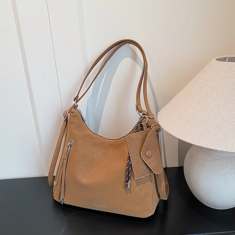 Borsa A Spalla Hobo In Pelle PU Vintage Grande Capacità Multifunzionale Tote Minimalista Con Mini Portamonete Per Donne