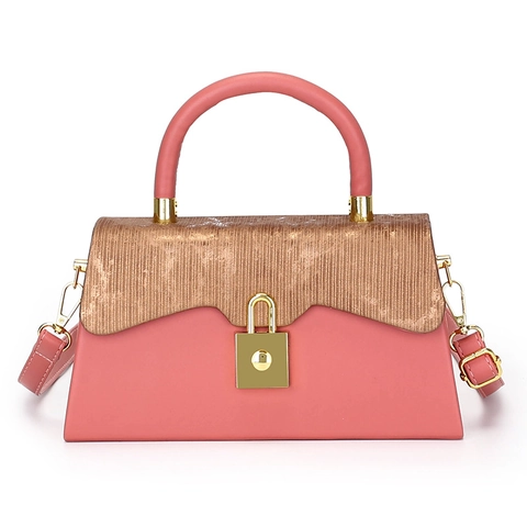 Bolso De Mano Para Mujer Cuero PU Cierre Dorado Solapa Texturizada Trapecio Bolso De Hombro Retro Elegante Bolso Cuadrado