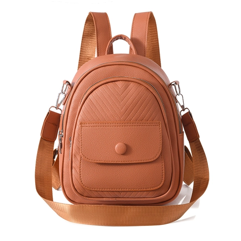 Women Mini Backpack Fashion Lychee Pattern PU Leather V-Quilted Multi-Functional Casual Vintage Travel Daypack