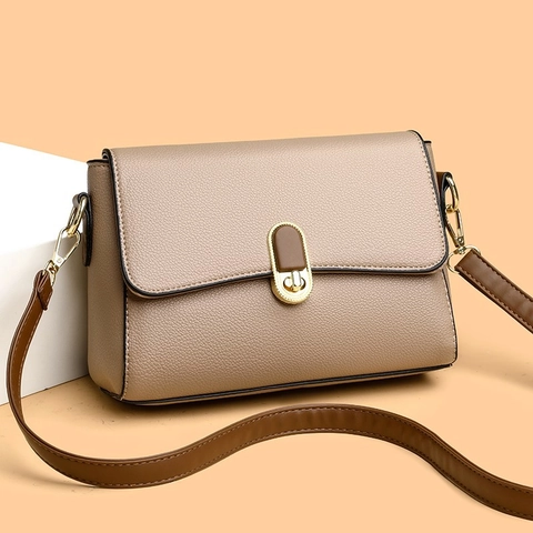 Borsa A Tracolla Da Donna In Pelle PU Con Trama Litchi Elegante Piccola Borsa Quadrata Con Chiusura Dorata E Tracolla Regolabile