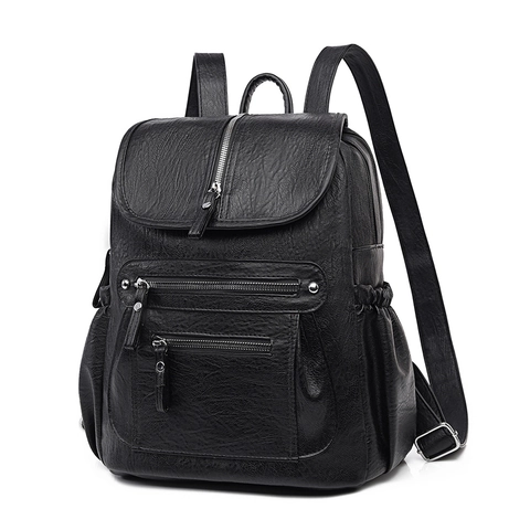 Zaino Da Donna In Pelle PU Tasche Multiple Grande Capacità Impermeabile Retro Casual Viaggio