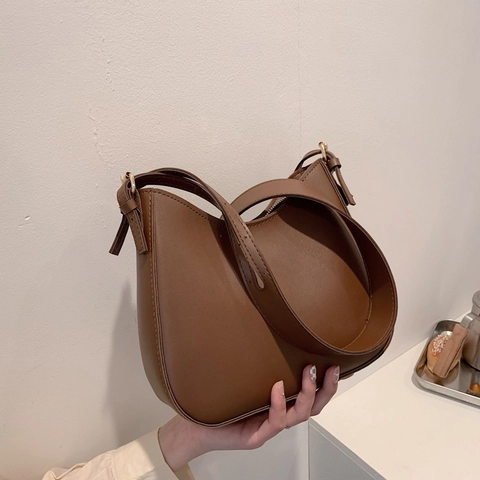 Bolso De Hombro Hobo De Media Luna Retro Para Mujer Cuero PU Bolso De Axila Minimalista Bolso Bandolera Correa Ajustable
