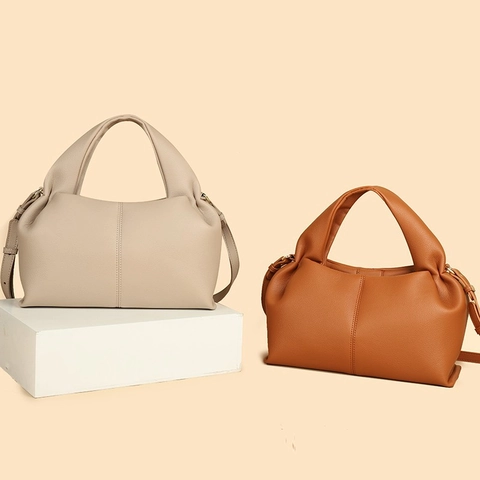 Borsa A Mano Da Donna In Pelle PU Con Grana Di Litchi Design A Nuvola Minimalista Borsa A Tracolla Versatile Quotidiana