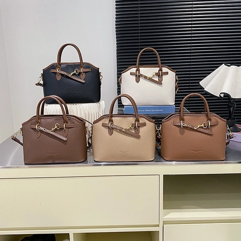 Damen Handtasche PU Leder Lychee Muster Große Kapazität Retro Schulter Umhängetasche Mit Verstellbarem Gurt Für Alltag
