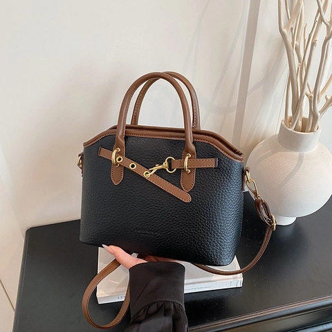Damen Handtasche PU Leder Lychee Muster Große Kapazität Retro Schulter Umhängetasche Mit Verstellbarem Gurt Für Alltag