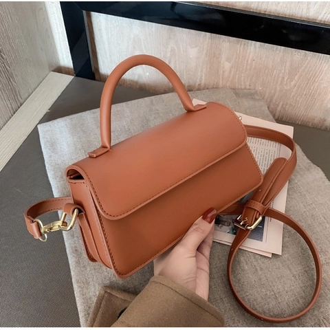 Piccola Borsa Quadrata Vintage Da Donna Pelle PU Minimalista Con Patta E Manico Superiore Tracolla Regolabile Borsa A Tracolla
