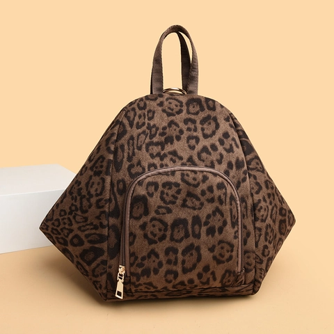 Dames Rugzak Met Luipaardprint PU Leer Grote Capaciteit Multifunctioneel Mode Casual Reizen Rucksack Met Voorvak