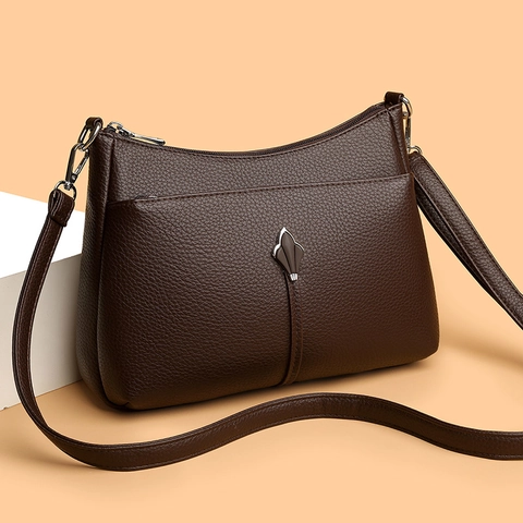 Borsa A Tracolla Minimalista In Pelle PU Con Motivo Litchi Grande Capacità Decorazione In Metallo Foglia D'Argento Donna