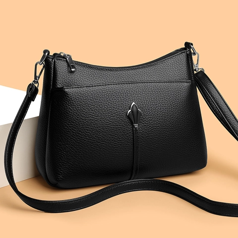 Borsa A Tracolla Minimalista In Pelle PU Con Motivo Litchi Grande Capacità Decorazione In Metallo Foglia D'Argento Donna
