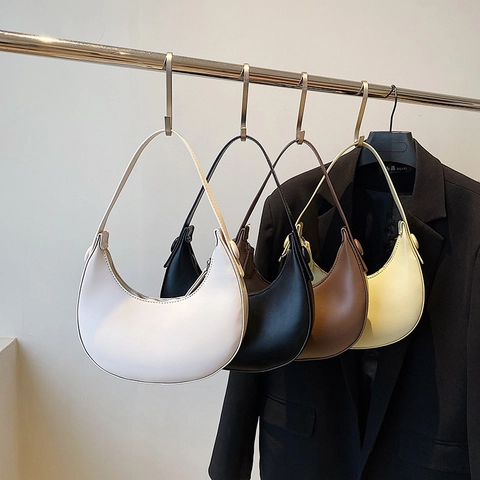 Borsa A Spalla Mezzaluna Pelle PU Minimalista Sottobraccio Handbag Per Donna Stile Francese Versatile Elegante