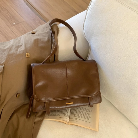 Borsa A Tracolla Retrò Grande Capacità Pelle PU Minimalista Cartella Crossbody Per Donne Stile Vintage Messenger