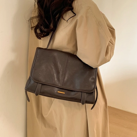 Borsa A Tracolla Retrò Grande Capacità Pelle PU Minimalista Cartella Crossbody Per Donne Stile Vintage Messenger