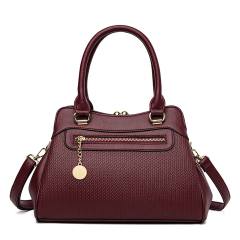 Bolso De Mano Para Mujer Cuero PU Textura Lichi Tejida Bolso De Hombro Herrajes Dorados Color Sólido Elegante Retro