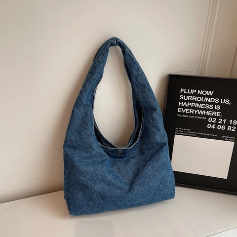 Vintage Denim Hobo Tasche Große Kapazität Schultertasche Für Damen Lässige Streetwear Retro Stoff Handtasche Mit Tasche