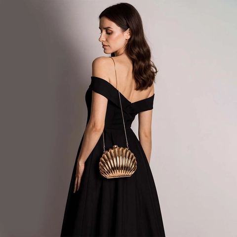 Borsa Da Sera A Forma Di Conchiglia Pochette Metallica ABS Galvanizzato Matrimonio Festa Con Tracolla A Catena Per Donna