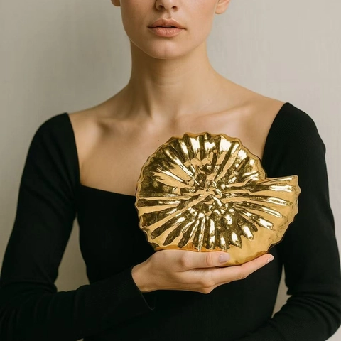 Bolso De Noche Con Forma De Concha Dorada Cartera Nautilus Metálica Con Cadena Para Mujer Boda Fiesta Moda Elegante