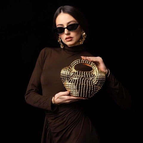 Acryl Metallic Gewebte Abendtasche Mit Abnehmbarem Kettenriemen Für Partys Hochzeiten Formelle Anlässe Damen Modetasche