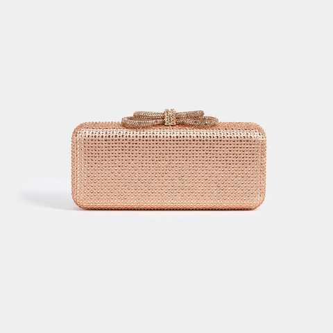 Elegante Pochette Da Sera Con Strass Chiusura A Fiocco Raso Borsa Da Festa Matrimonio Con Catena Rimovibile