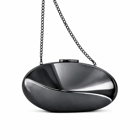 Minimalistische Kieselform Metallische Hartschalen Abendtasche Mit Kette Für Damen Formelle Party Hochzeit
