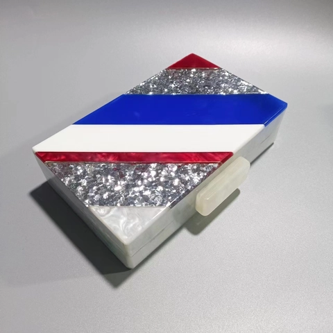 Acryl Patchwork Abendtasche Glitzer Diagonale Streifen Party Clutch Mit Kette Für Damen Stilvoll