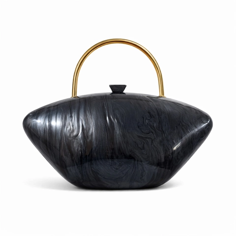 Marble Pattern Acrylic Evening Clutch Bag Gold Metal Handle Party Wedding Chain Shoulder Bag Women