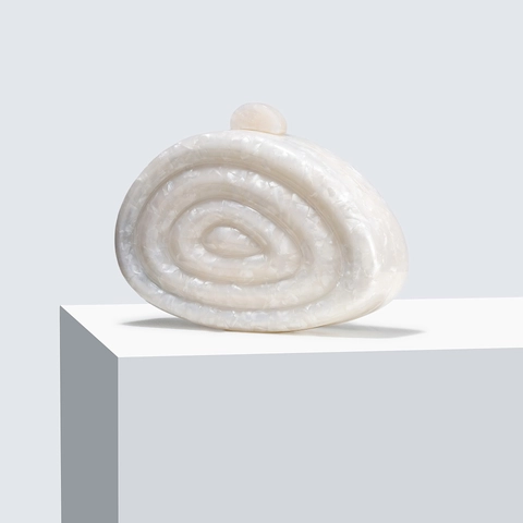 Acrylic Marble Texture Evening Bag Shell Shape Spiral Pattern Clutch For Women Wedding Party Shoulder Bag With Chain