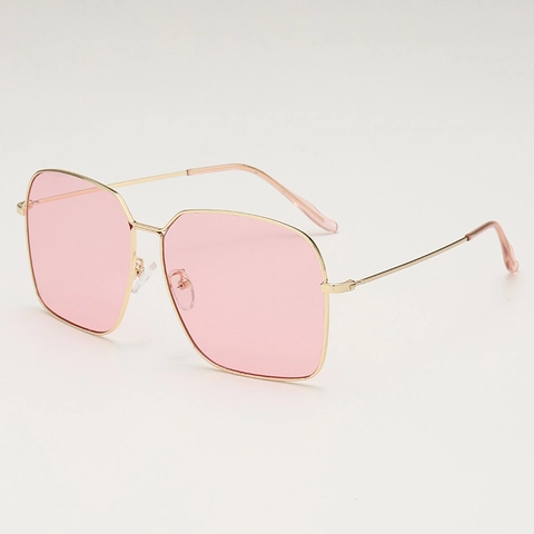 Oversized Square Sunglasses Metal Frame UV400 Protection Fashion Retro Colorful Gradient Lenses For Outdoor Travel