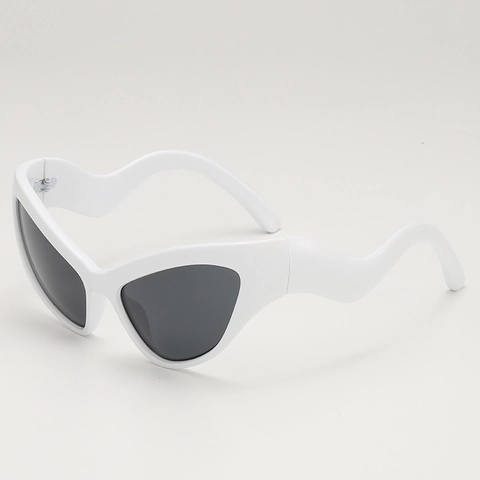 Occhiali Da Sole Cat Eye Aste Ondulate Montura PC Lenti AC Protezione UV400 Cyberpunk Tech Estetica Moda Esterno