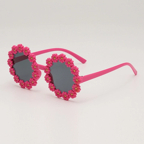 Occhiali da Sole per Bambini Con Decorazione Floreale Margherita 3D Montatura in PC Lente in AC Protezione UV400 Dolce Carino Ragazze Moda All'aperto