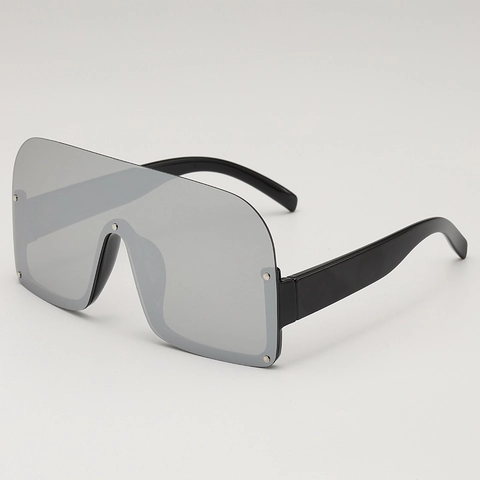 Lunettes De Soleil Shield Surdimensionnées Monobloc Avec Monture PC Et Rivets Métalliques Style Futuriste Pour Fête Unisexe