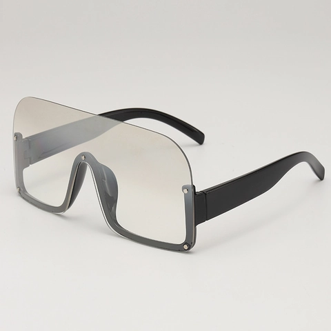 Lunettes De Soleil Shield Surdimensionnées Monobloc Avec Monture PC Et Rivets Métalliques Style Futuriste Pour Fête Unisexe