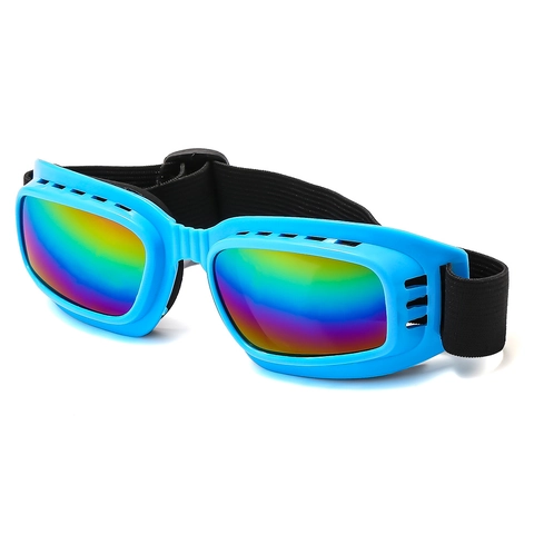 Dog Goggles Pet Sunglasses Windproof UV Protection Adjustable Strap Rainbow Lenses Eye Protection Outdoor Sports Eyewear