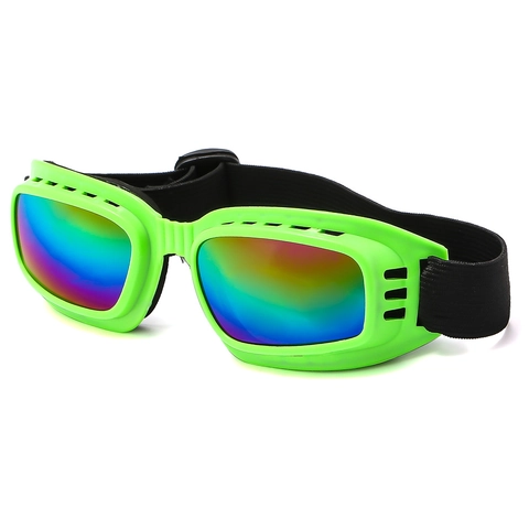 Dog Goggles Pet Sunglasses Windproof UV Protection Adjustable Strap Rainbow Lenses Eye Protection Outdoor Sports Eyewear