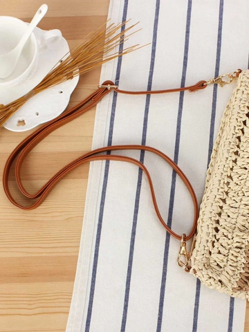 Stroh Umhängetasche Gewebtes Papier Mit Rüschen Sommer Strandurlaub Schultertasche Verstellbarer PU Gurt Für Damen