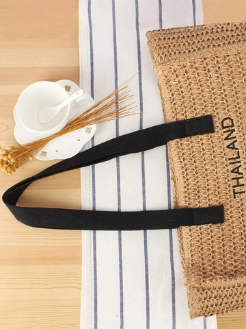 Sommer Gewebte Papier Stroh Tote Bag Große Kapazität Strand Schultertasche Elefanten Stickerei Thailand Stil Für Frauen