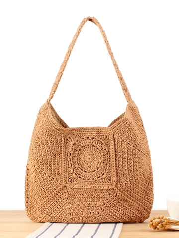 Borsa A Spalla Intrecciata In Corda Di Cotone Fatta A Mano Uncinetto Grande Borsa Tote Per Donna Vacanze In Spiaggia