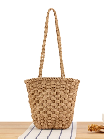 Borsa A Spalla Intrecciata A Mano Corda Di Carta Vacanze Al Mare Quotidiana Versatile Casual Estate Boho Tote Per Donna