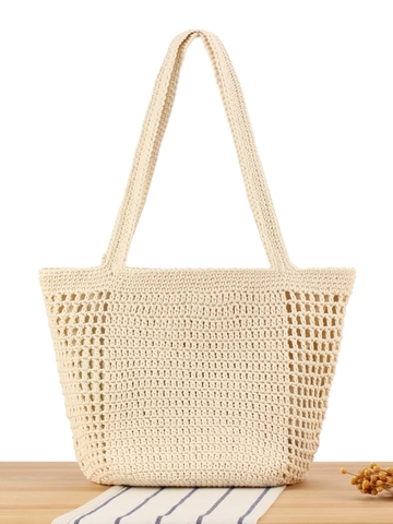 Gewebte Schultertasche Baumwollseil Häkeln Hohl Großes Fassungsvermögen Urlaub Sommer Strand Tote Für Damen