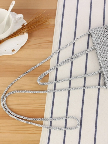 Χειροποίητη Πλεκτή Τσάντα Χιαστί Μεταλλική Λάμψη Μίνι Τσάντα Ώμου Για Παραλία Και Διακοπές Γυναικεία