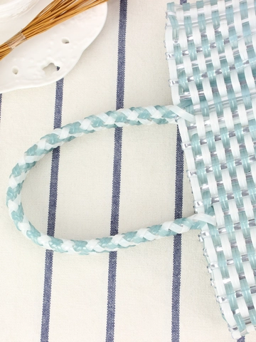 Borsa A Mano In Plastica PVC Intrecciata A Mano Motivo A Scacchi Mini Borsa Tote Per Vacanze Al Mare Moda Casual Donna