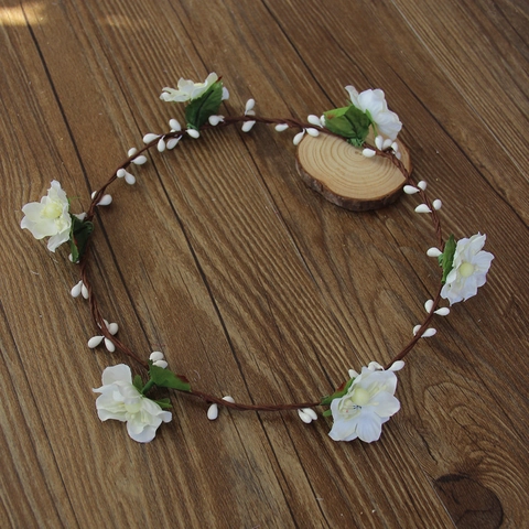 Corona De Flores Diadema Guirnalda Floral Satén Artificial Vid Tejida Boda Novia Fotografía Playa Estilo Bohemio