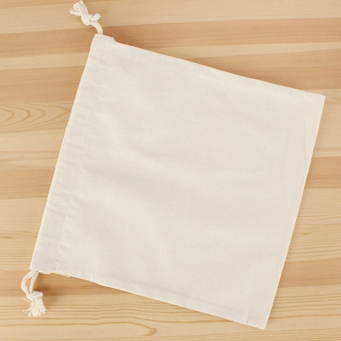 Canvas Drawstring Storage Bag Cotton Inner Liner Pouch Multi-purpose Travel Organizer Solid Color Simple Plain