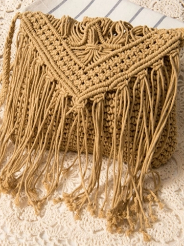 Borsa A Tracolla In Cotone Tessuta A Mano Con Lunghe Frange Borsa A Spalla Macramè Per Vacanze Estive In Spiaggia Donna