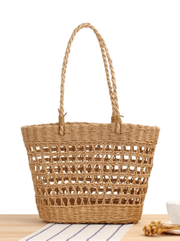 Handgefertigte Schultertasche Aus Papierseil Gewebte Tasche Strandurlaub Sommer Lässige Tragetasche Damen