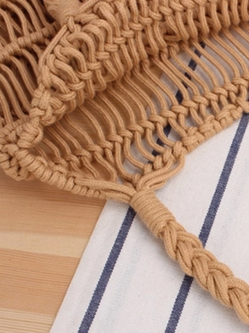 Handgefertigte Baumwollseil Gewebte Handtasche Hohlmaschen Tote Umhängetasche Böhmische Sommer Strand Lässig Für Frauen