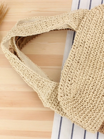 Women Handwoven Paper Rope Straw Bag Large Capacity Hobo Shoulder Bag Summer Beach Vacation Casual Tote For Lady