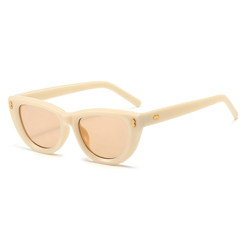 Occhiali Da Sole Cat Eye Retrò Vintage Protezione UV400 Montatura PC Lenti AC Moda Decoro Rivetti Dorati Per Donne E Uomini